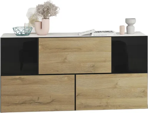 Sideboard VARIANTO 3 Schrank Set 5 tlg. in Weiß Matt und Evoke Eiche
