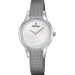Festina Mademoiselle F20494/1 Damen Armbanduhr - Elegante Damen Armbanduhr mit silberfarbenem Edelstahl-Gehäuse, wasserdicht bis 50 m, ideal für stilbewusste Frauen.