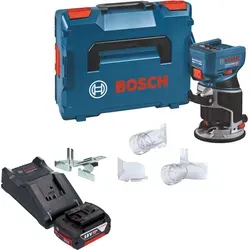 Bosch GKF 18V-8 Akku Kantenfräse mit 5,0Ah Akku und Ladegerät - Kantenfräse für präzise Arbeiten, mit leistungsstarkem 18V Akku und Ladegerät. Ideal für den mobilen Einsatz und vielseitige Anwendungen.