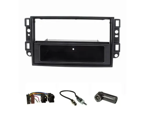 tomzz Audio Radioblende Set für Chevrolet Aveo, Epica, Captiva (2006-2011) - Radioblende Set für 1-DIN Radios, ideal für den einfachen Austausch von Werksradios in Chevrolet-Modellen. Inklusive Radioadapterkabel und Antennenadapter für eine perfekte Passform.