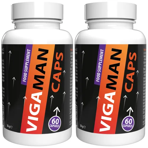Vigaman 120 Kapseln - 2er Pack für Männer - Nahrungsergänzungsmittel mit einer einzigartigen Kombination aus Folsäure, L-Arginin und Ginseng, vegan und ideal für aktive Männer.