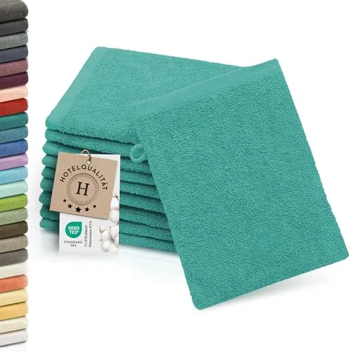 ZOLLNER 10er Set Waschlappen in türkis von Zollner