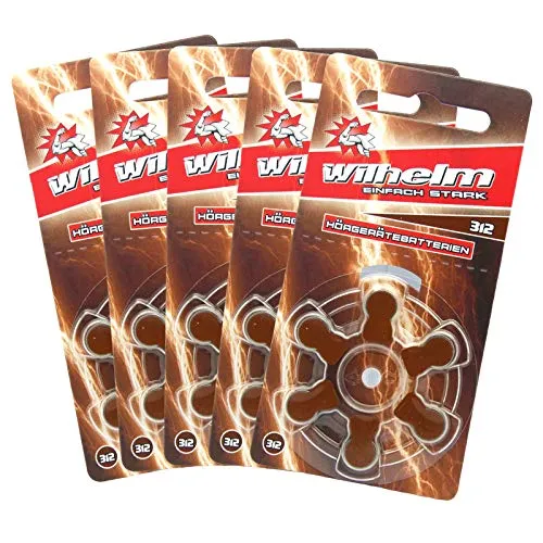WILHELM Hörgerätebatterien Typ 312 braun Hörgerätbatterie PR41 ZL3 1,4/1,45 V 30 x