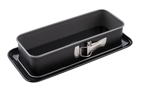 Dr. Oetker Rechteckige Springform mit Servierboden 30 x 12 cm - Springform mit schnitt- und kratzfestem Emaille-Boden, ideal für gleichmäßiges Backen von Kastenkuchen und Obstschnitten – 10 Jahre Herstellergarantie!
