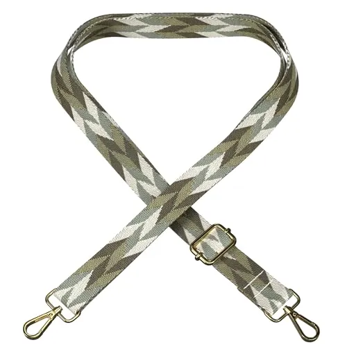 EAZY CASE - Verstellbarer Taschengurt, Ersatz Gurt für Handtaschen, Schulterriemen für Umhängetaschen, dünner Riemen für Taschen und Tragetaschen, DIY Taschenband, Mix - Grün Metall Gold