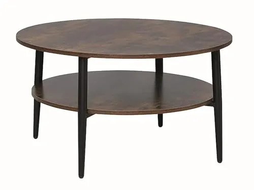 designimpex Design Couchtisch rund GE-111 Eiche rustikal - Schwarz matt - Vielseitiger Couchtisch mit praktischer Ablagefläche, ideal für verschiedene Einrichtungsstile. Hochwertige Verarbeitung in Eiche rustikal und Schwarz matt, Maße: 45 cm hoch, 80 cm breit, 80 cm tief. Setzen Sie stilvolle Akzente in Ihrem Wohnzimmer.