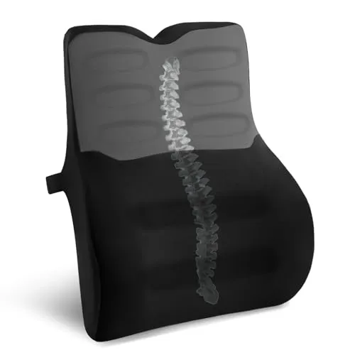 Quirlig Lendenwirbelkissen, Lendenkissen Auto, Lordosenstütze Auto, Rückenkissen Auto Memory Foam, Ergonomisches Rückenstützkissen fur Zuhause, Büro, Auto, Schwarz