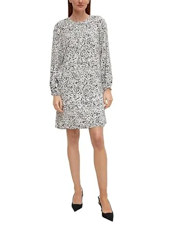 Comma Kurz Kleid mit Allovermuster - Freizeitkleider für Damen, Regular Fit mit langem Arm und Eingrifftaschen, blickdichtes Futter und hochwertiger, weicher Webware für höchsten Tragekomfort.