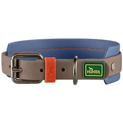 Hunter Tierbedarf Hunde-Halsband Halsband Havanna taupe/rauchblau blau Größe: L-XL / 65 cm / Breite: 4,0 cm Verstellmöglichkeit: 53 - 61 cm