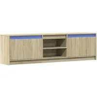 vidaXL TV-Schrank mit LED-Beleuchtung Sonoma-Eiche - TV-Halterungen mit RGB-LED-Beleuchtung für individuelles Ambiente und viel Stauraum für Mediengeräte. Robuste Bauweise aus Holzwerkstoff sorgt für Langlebigkeit und Stabilität.