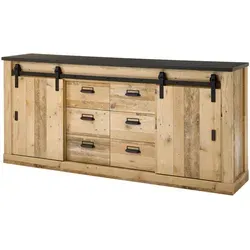 Furn.Design Sideboard Stove – Vintage Kommode mit Soft-Close - Kommode in Used Wood (200 cm) mit 6 Schubladen und Soft-Close-Funktion. Ideal für stilvolle Wohnräume, pflegeleicht und nachhaltig aus FSC®-zertifiziertem Holz.