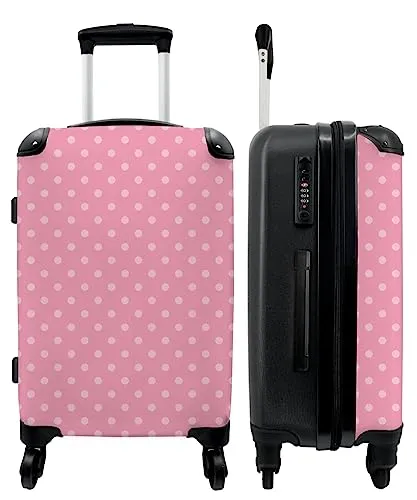 NoBoringSuitcases® Großer Koffer - Punkte - Rosa - Trolley mit 72L Volumen, robustem ABS-Material und TSA-Kombinationsschloss für sicheren Transport. Ideal für stilvolle Reisen ohne Langeweile!