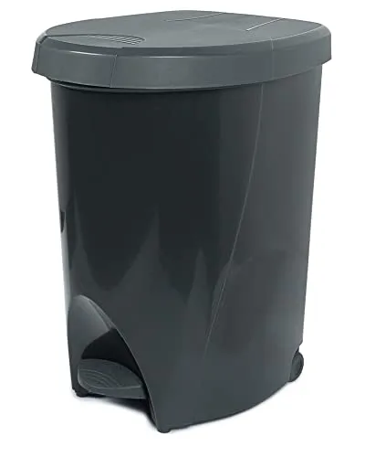 Ondis24 Mülleimer Treteimer Abfalleimer Abfallbehälter mit Pedal und Rollen Kunststoff 70L grau