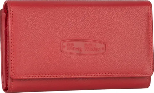 RFID Damen Geldbörse Portemonnaie Geldbeutel Leder Rot (12137) - Elegante Echtleder Damenbörse im Querformat mit RFID Schutz. Schützt Ihre Karten vor unbefugtem Zugriff und bietet Platz für 14 Karten und mehrere Fächer für Münzen und Dokumente.