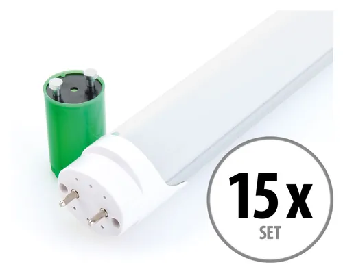 Showlite LED Röhre T8W18K45F-1200 - 15er Set Tageslichtweiß - LED-Lampen, 1200mm, 18W, 1750 Lumen, energiesparend mit 4500K Farbtemperatur, ideal für gleichmäßige Beleuchtung in Büros und Wohnräumen.