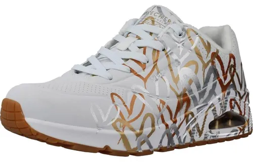 Skechers Damen UNO-METALLIC Love Sneakers, Weiß, 36 EU - Damen-Sneaker aus synthetischem Leder, mit stylischem Metallic-Design für einen modernen Look und hohen Tragekomfort.