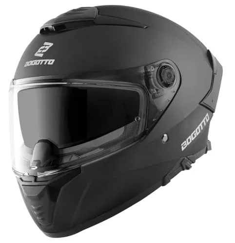 Bogotto FF118 Helm, schwarz, Größe S für Männer - Motorradhelm mit ECE 22.06 Zertifizierung und HIRP Schale für hohen Aufprallschutz, ideal für Sicherheit und Komfort auf der Straße.