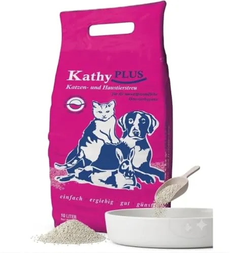 DEKO IM TREND KathyPLUS Katzenstreu 10l | Mineralisches Streu unparfümiert, hochsaugfähig & geruchsbindend für Katzen & Kleintiere