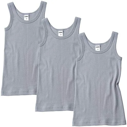HERMKO 2800 3er Pack Jungen Achselhemden aus 100% Bio-Baumwolle, Größe:104, Farbe:grau