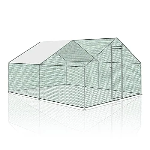 Joparri Hühnerstall Freilaufgehege XXL mit Schloss, Hühnerhaus 3x4x2m Verzinkter Stahl Kleintierstall Freigehege Outdoor Geflügelstall, für Hühnerkäfig Kleintiere Vogelkäfig