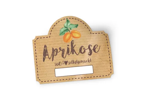 itenga Aufkleber itenga 50 x Marmeladen Etikett Aprikose 4,5x3,8cm 100% selbstgemacht S
