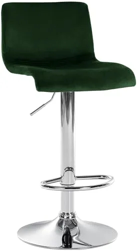 CLP Barhocker Hover - Höhenverstellbar und Drehbar - Barhocker mit gepolsterter Sitzschale und Rückenlehne, ideal für verschiedene Tresenhöhen. Modernes Design mit pflegeleichtem Samtbezug für Küche, Lounge oder Partykeller.