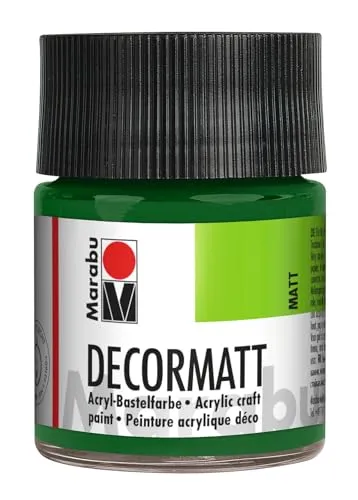 Marabu 14010005065 - Decormatt Acryl Olivgrün 065, 50 ml, samtmatte Acrylfarbe auf Wasserbasis, cremig und farbintensiv, speichelfest, wetterfest, zum freien Malen und Schablonieren