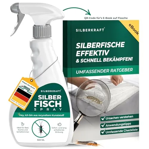 Silberkraft Anti-Silberfischspray 500 ml - Insekten- & Schädlingsbekämpfungssprays mit sofortigem Schutz und Langzeitwirkung gegen Silberfische. Enthält ein Gratis E-Book mit Experten-Tipps zur effektiven Bekämpfung.