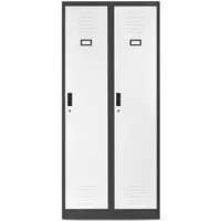Jan Nowak Metallschrank mit 2 Abteilen und Kleiderstange - Robuster Metallschrank mit 2 Abteilen, ideal für die Aufbewahrung von Kleidung. Aus pulverbeschichtetem Stahl für hohe Stabilität und Langlebigkeit. Praktische Innenausstattung mit Lüftungsschlitzen, Kleiderhaken und sicherem Verschluss.