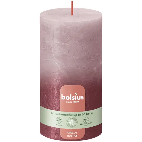 Bolsius Stumpenkerze Rustik Sunset Enschenrose+Rot 13 cm