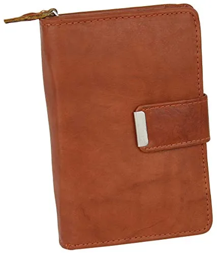 Money Maker Damen Leder Geldbörse handlicher Geldbeutel aufklappbar mit vielen Fächern (Rust)