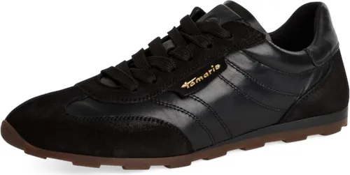 Tamaris Damen Low Sneaker 1-23611-44 in Schwarz - Sportliche Low Sneaker aus Kunstleder/Textil, mit atmungsaktiver und gepolsterter Innensohle. Ideal für Freizeitaktivitäten, mit abriebfester Sohle für optimalen Komfort.