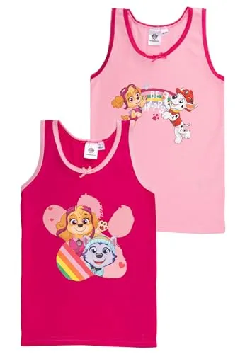 Paw Patrol Unterhemd für Mädchen - Kinder Tank Top Hemdchen Unterwäsche Rosa/Rot (2er Pack) (DE/NL/SE/PL, Numerisch, 98, 104, Regular, Rosa/Rot)