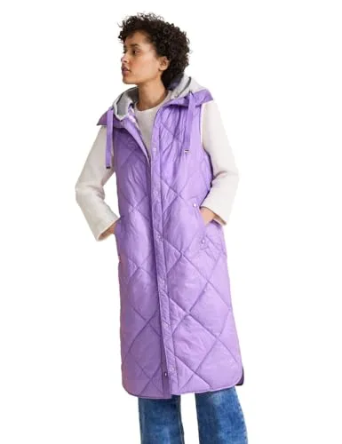 Street One Damen Lange Steppweste shiny lilac 42 in lila von Street One