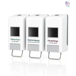 Tri-Spender für Softflaschen – 3-in-1 Dosierung - Praktischer Tri-Spender aus robustem ABS Kunststoff für 1.000 ml & 2.000 ml Softflaschen. Ideal für eine moderne und übersichtliche Anbringung im Arbeitsbereich.