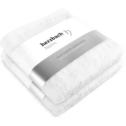 Herzbach Home Handtuch, Weiß, Textil, 50x100 cm, Badtextilien, Handtücher