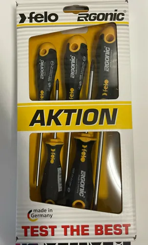 Felo ERGONIC Schraubendreher 5-tlg. SL/P Set - Schraubsets mit patentiertem, schlagfestem Griff für höchsten Komfort und Flexibilität – made in Germany.