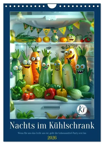 Kerstin Waurick | Nachts im Kühlschrank 2026 Wandkalender - Entdecke im DIN A4 hoch Kalender die geheimen Geschichten der Lebensmittel. 14 farbenfrohe Seiten, ideal für kreative Kücheneinrichtungen.