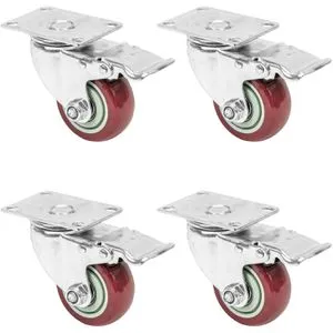 HMF Schwerlastrolle 6710, Lenkrolle mit Bremse, 75mm Ø, Polyurethan, Tragkraft 300kg, 4 Stück