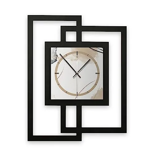 Kreative Feder Designer-Wanduhr in modernem Metallic-Look ohne Tickgeräusche (Abstract Elegance, leises Funkuhrwerk)