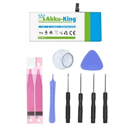 Akku-King Akku kompatibel mit iPhone 7 - Li-Polymer 1960mAh - mit Öffnungswerkzeug/Klebestreifen