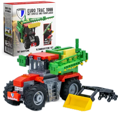 Schlüter EuroTrac mit Spritze und Frontlader, 707 Klemmbausteine | NEU & OVP