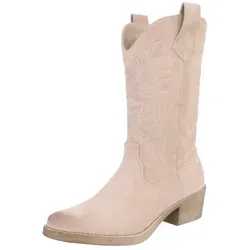 Ital-Design Elegante Cowboystiefel mit Stickerei für Damen Westernstiefel (89937862) Blockabsatz Stiefel in Beige beige|braun 36 EU