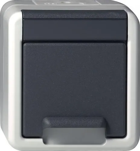 Gira IP44 WG Steckdose Aufputz Grau 044030 von Gira