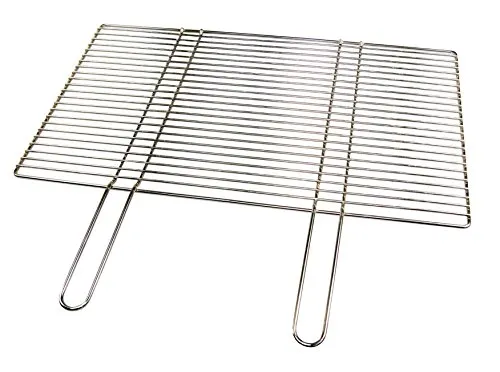 Edelstahl Grillrost 54 x 34 cm mit festen Handgriffen/nur 10 mm Lichter Stababstand ! für Grillkamin