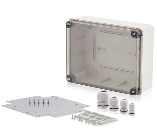 Industriegehäuse Ip65 Montageplatte Kabelverschraubungen Set Verteilerkasten Abs