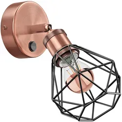 ledscom.de Wandleuchte RETRA, Schalter, bronze matt, rund; Käfig-Schirm + LED Lampe, 839lm, warmweiß