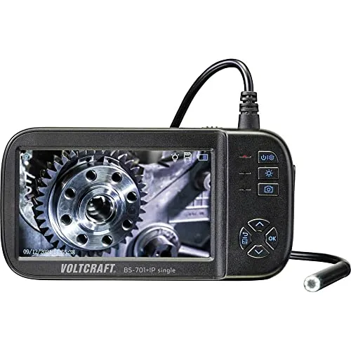 Voltcraft BS-701SE+IP Endoskop mit 8mm Sonden-Durchmesser - Endoskop mit 2,0-Megapixel-Sensor und 4,3 Zoll IPS-HD-Display, ideal für präzise Inspektionen dank 5m halbstarrer Kamerasonde und IP67-Schutz.
