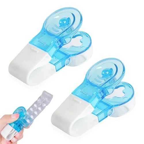 Stück Tablettenausdrücker,Tablettenteiler für Kleine Tabletten Ausdrücken Hilfe,Tablettenschneider,Pill Cutter,Pillenteiler,Tragbarer Pillenschneider,Schluckhilfe Tabletten,Medikamententeiler 2