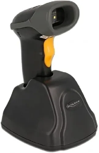 Delock 90518 2,4 GHz Barcode Scanner 1D und 2D mit Ladestation schwarz - Sonstige Kategorie, kabelloser 1D und 2D Barcode Scanner mit Ladestation, ideal für effiziente Verkaufsprozesse im Handel.